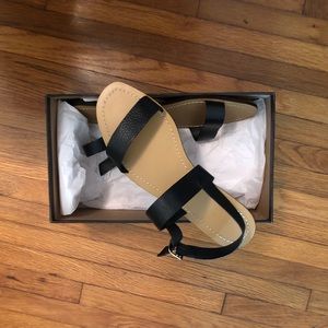 J Crew Jules Tumbled Leather Black Sandals